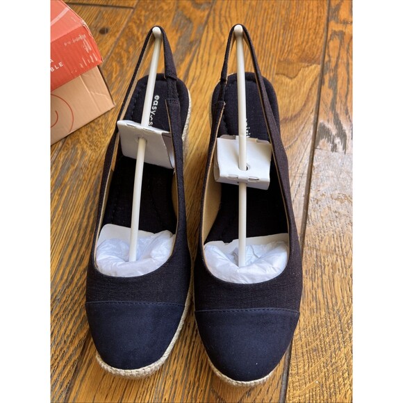 Easy Spirit Women's Size 9.5 Navy Blue Strappy Espadrille Wedge Sandals - Picture 3 of 8